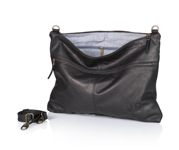 Large Soft Leather Crossbody Bag, Laptop Messenger Bag