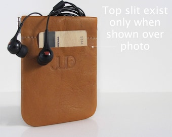 Brown leather wallet SALE coin pocket wallet soft leather card holder leather earbuds case wallets for men gift for him coin leather wallet