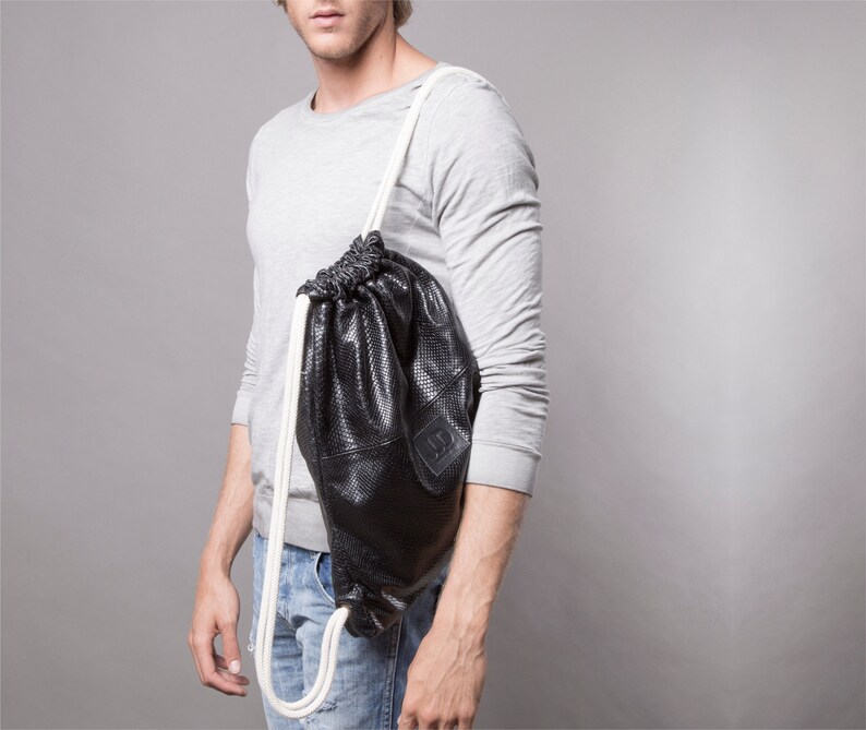 2-in-1 Black Python Skin Bag, Python Leather Handbag, Black Leather ...