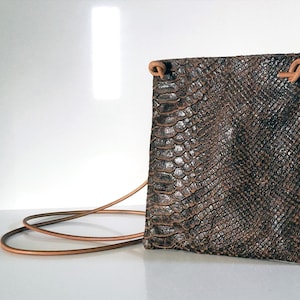 Borsa 3 in 1 in pelle di pitone marrone piccola borsa in pelle di pitone borsa a tracolla in pelle borsa a tracolla da donna piccola borsa da sera, borsa da festa