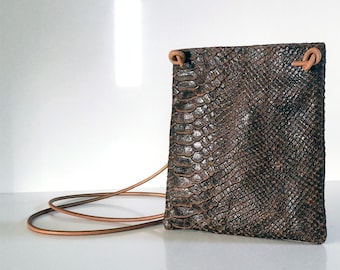 3 en 1 bolso de cuero de pitón marrón pequeño bolso de cuero de pitón bolso de cuero bandolera bolso de mujer bolso bandolera pequeño bolso de noche, bolso de fiesta