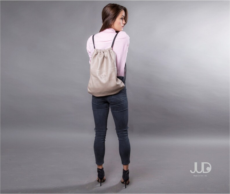 Light Gray Leather Backpack Purse Multi Way Leather Bag SALE Etsy