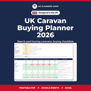 UK Caravan Buying Planner 2026 | New and Used Touring Caravan Checklist | Towing Match, Damp & Inspection | Google Sheets and Excel