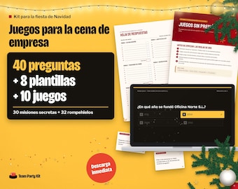 Spanish Christmas Games for Work, Juegos Navidad para la Cena de Empresa, Editable Christmas Quiz PowerPoint in Spanish