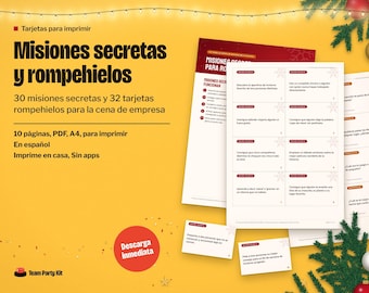 Spanish Secret Mission Cards, Misiones Secretas y Rompehielos para la Cena de Empresa