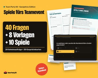 Teamevent Spiele, German Team Building Games for Work, Editable Team Quiz PowerPoint in German, Icebreaker Cards