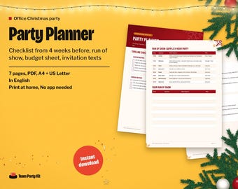 Office Christmas Party Planner Printable, Checklist, Run of Show, Budget Sheet, Invitation Templates