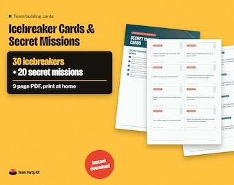 Icebreaker Games for Work, Printable Icebreaker Cards, Secret Mission Game, Team Building Activities for Meetings