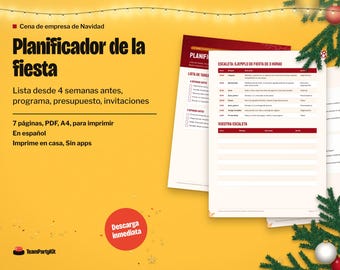 Planificador de la Cena de Empresa de Navidad, Lista, Programa, Presupuesto e Invitaciones