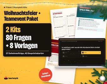 Weihnachtsfeier Spiele Bundle, Teamevent Spiele, German Office Party Games, Editable Quiz PowerPoint, Wichteln