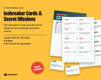 Icebreaker Cards for Work, Secret Mission Game, Printable Team Building Activity for Meetings