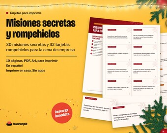 Misiones Secretas y Tarjetas Rompehielos para la Cena de Empresa, Juego para Imprimir