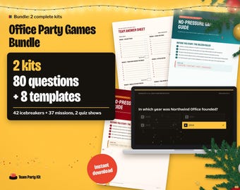 Office Party Games Bundle, Christmas Party Games and Team Building Games for Work, Editable Trivia PowerPoint, Quiz Show