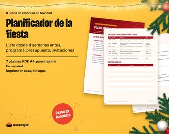 Spanish Christmas Party Planner, Planificador Cena de Empresa, Checklist, Invitation Templates