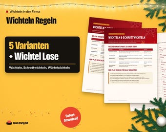 Wichteln Regeln und Schrottwichteln, German Secret Santa Game, Würfelwichteln, Wichtel Lose, Printable