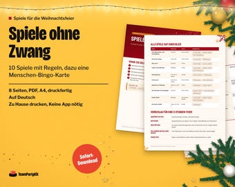 Juegos alemanes de fiesta navideña, Spiele für die Weihnachtsfeier, Menschen-Bingo, PDF imprimible