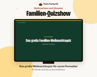 German Family Christmas Quiz on Your TV, Weihnachtsquiz Familie, Quizshow mit Antworten, Silvester Spiel, Familienspiel zum Ausdrucken