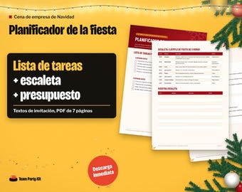 Christmas Party Planner Printable in Spanish, Planificador Cena de Empresa, Checklist, Invitation Templates