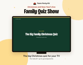 Family Christmas Quiz Night on Your TV, Christmas Trivia Game with Answers, Printable Answer Sheets, New Years Eve Family Game, Kids 8+