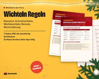German Secret Santa Rules, Wichteln Regeln, Schrottwichteln, Würfelwichteln, Wichtel Lose, Printable