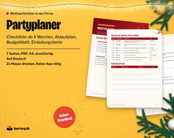 German Christmas Party Planner, Weihnachtsfeier Planer, Checkliste, Ablaufplan, Einladung Vorlage