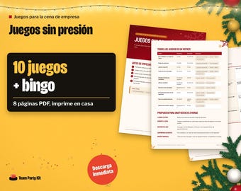 Spanish Christmas Games for Work, Juegos Navidad para la Cena de Empresa, Bingo de Personas, Human Bingo, Printable