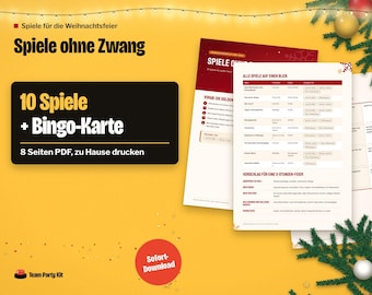 Weihnachtsfeier Spiele, German Christmas Party Games for Work, Menschen Bingo, Human Bingo, Printable PDF