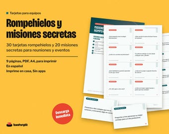 Tarjetas Rompehielos para el Trabajo, Misiones Secretas, Dinámicas de Equipo para Imprimir