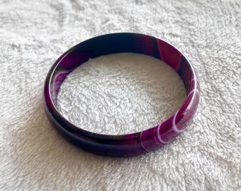 Tibetan Purple Banded Agate Bangel, Vintage Bracelet
