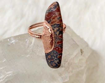 Jasper and Copper Ring,  gemstone jewelry, copper jewelry, extra large ring, gift