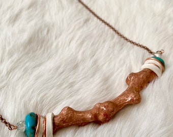Gemstone and Copper necklace, crystal jewelry, electroform jewelry, artisan jewelry, gift