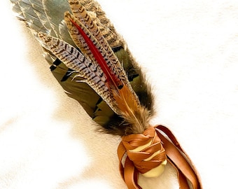 Handmade Feather Smudge Fan Shaman ceremonial altar tool southwestern home decor