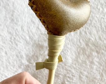 Small Heart Shaped Rattle Horse Hide Altar Ceremonial Healing Tool Southwestern Art Home Decor Gift Ideas