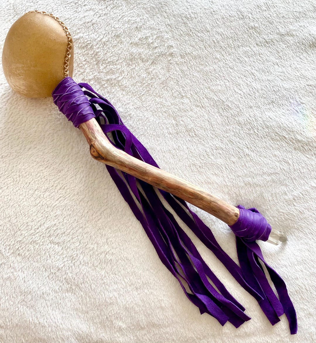 Extra Large Horse Hide Rattle With Quartz Crystal Healing Tool Altar ...