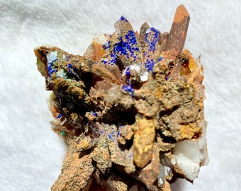 Azurite Crystal Cluster with red Hematoid Mineral natural gemstone healing crystal home decor gift ideas