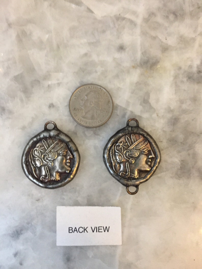 Ancient 1.25 Owl Coin Soldered Symbol of Wisdom Replica Greek Pendant Lead Free Tedradrachm Handmade 2 Sided