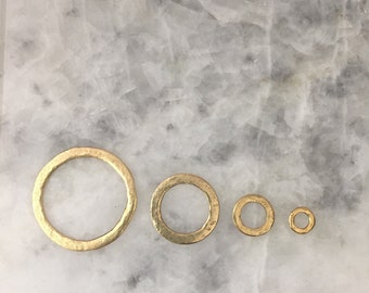 Connector Ring, GOLD Hammered Donut, Pewter, Seamless, Jewelry Supplies, 24K gold plate
