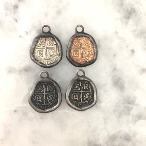 Pirate Coin Pendant, Doubloon, Escudo, Reale, 1&quot;, Replica, Soldered, 2 Sided