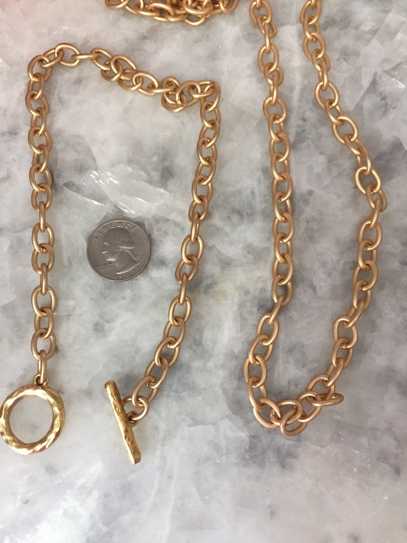 Chunky Gold Chain OR Necklace With or Without Toggle 11mm X 8mm Cable w Matte Finish Layering 16 18,24or 30 Heavy Link High End