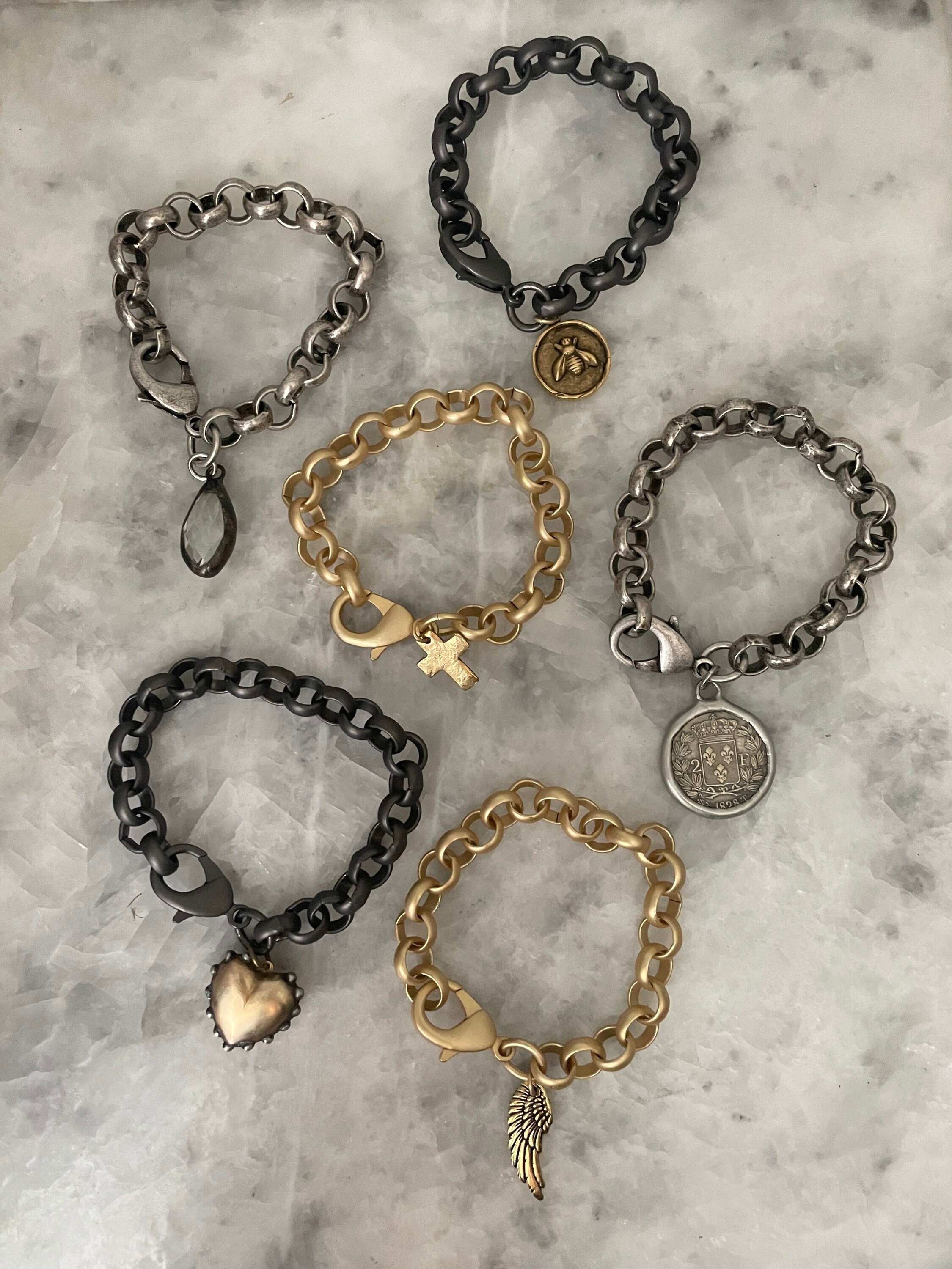 Louis Vuitton Silver and Black Charm Bracelet