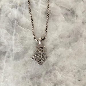 Silver Tribal Cross, African, 1.75&quot; Ethiopian, coptic Cross Pendant, Silver Pewter