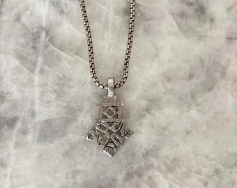 Silver Tribal Cross, African, 1.75" Ethiopian, coptic Cross Pendant, Silver Pewter