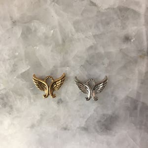 Angel Wings Charm, Pendant, Wing Charm, 19mm, Gold or Silver, Pewter, 2 Sided
