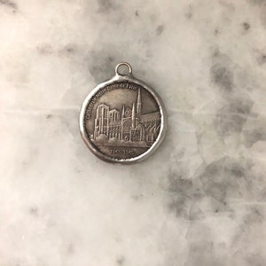 French Coin Pendant, Notre Dame Cathedral, 1.50" 5 Francs, Replica, Necklace, Handmade, Lead Free