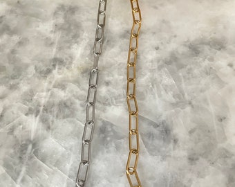 Paperclip Chain, Silver OR Gold Stainless Steel, Gold Plated, Affordable Necklace Supply