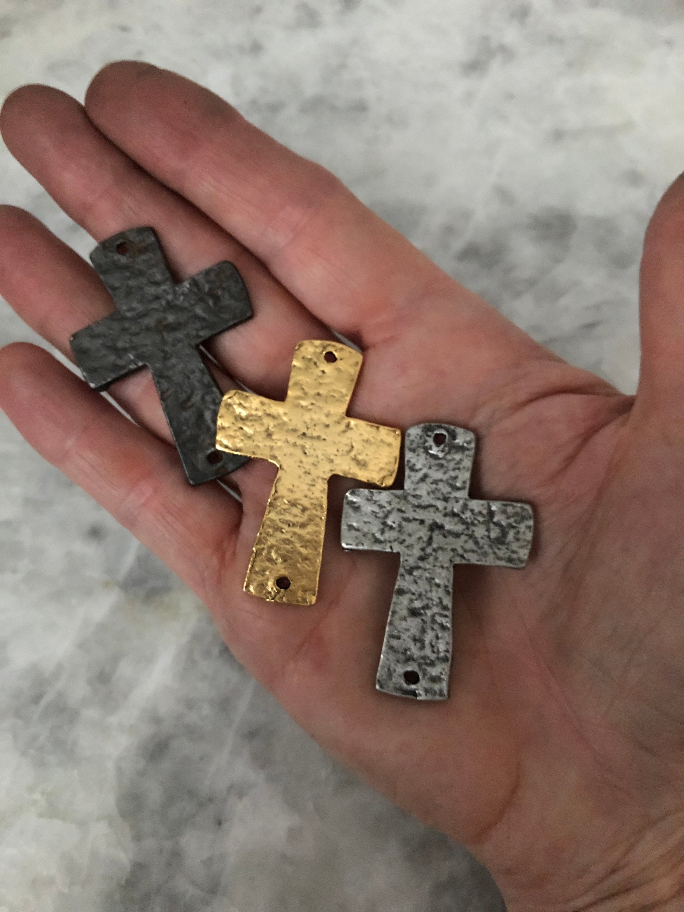 Kreuz-Anhänger Stecker 48mm gehämmert Kreuz große rustikale | Etsy