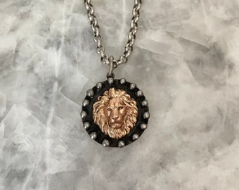 Lion Pendant, 3D Brass, Decorative Solder, 1.5", Handmade, Pendant ONLY, Lead Free