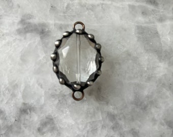 Crystal Artisan Oval Pendant, 1.5 Inches, Hand Soldered, Decorative Beading, Faceted, Lead Free