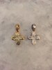 Cross Charm Pendant, Rustic with Bail, Gold OR Silver, Rounded Corners, Hammered, Lead Free Pewter, 24k gold plate 