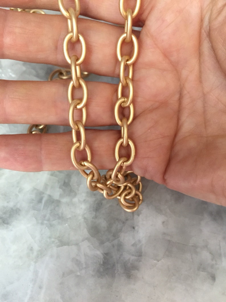 Chunky Gold Chain OR Necklace With or Without Toggle 11mm X 8mm Cable w Matte Finish Layering 16 18,24or 30 Heavy Link High End